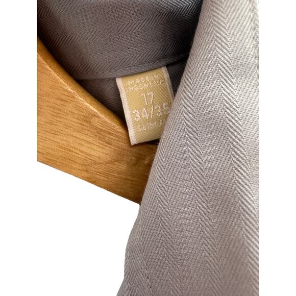 Michael Kors Gray Slim FIt Non Iron Long Sleeve Button Down Shirt 17 34/35 - Picture 3 of 6
